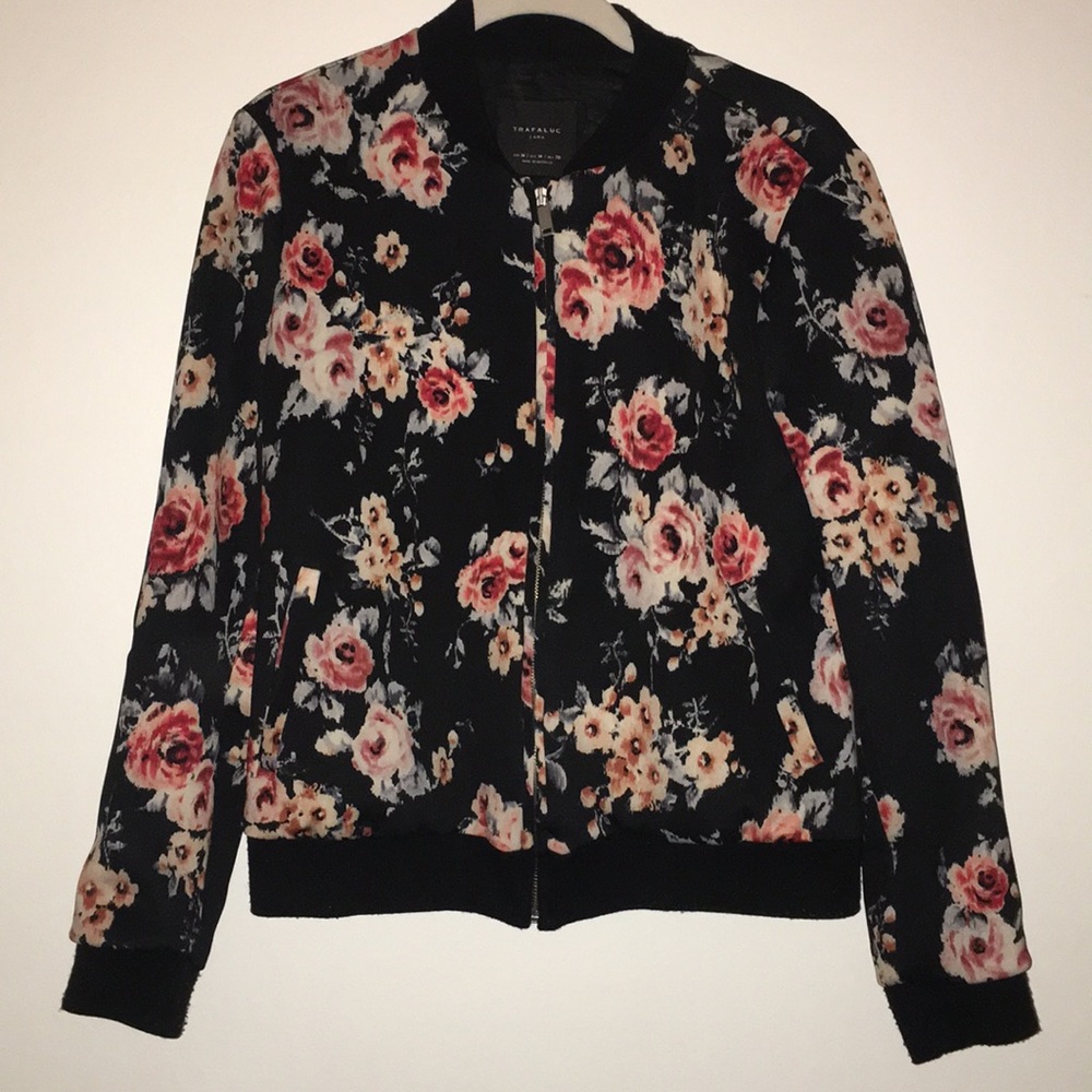 Zara floral bomber jacket size M